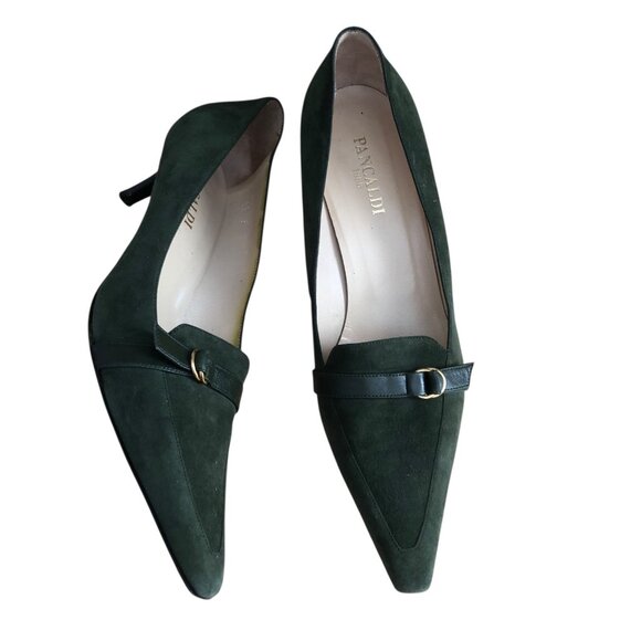 Pancaldi 1888 Pointed Toe Suede Leather Kitten Heels Pumps - Picture 1 of 10